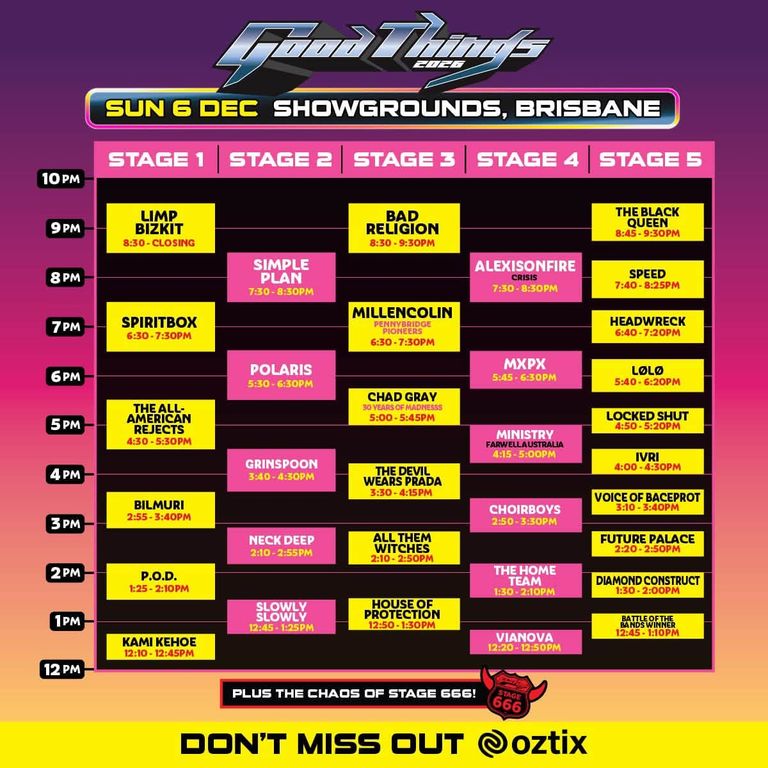 Good Things Festival 2026 Set Times